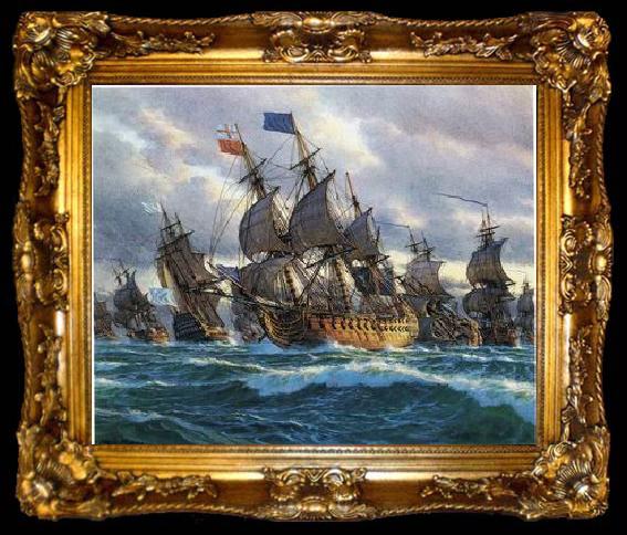 framed  unknow artist Seascape, boats, ships and warships. 116, ta009-2